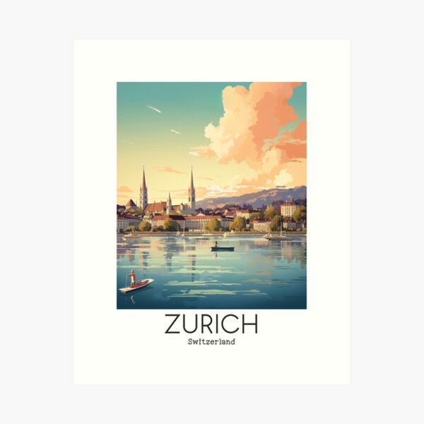 Item preview, A Vintage Travel Illustration of Zurich - Switzerland designed and sold by GoodOldVintage.