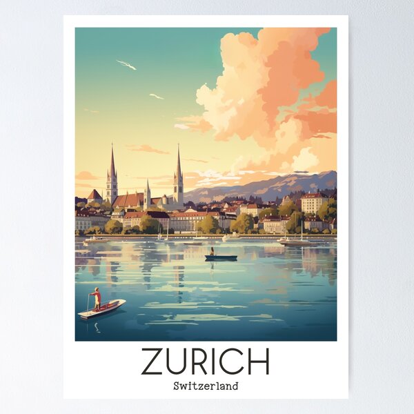 Item preview, A Vintage Travel Illustration of Zurich - Switzerland designed and sold by GoodOldVintage.