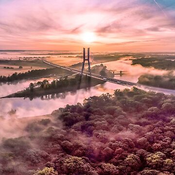 Artwork thumbnail, A very colorful photograph of a bridge in Wroclaw from a drone by picdab-com