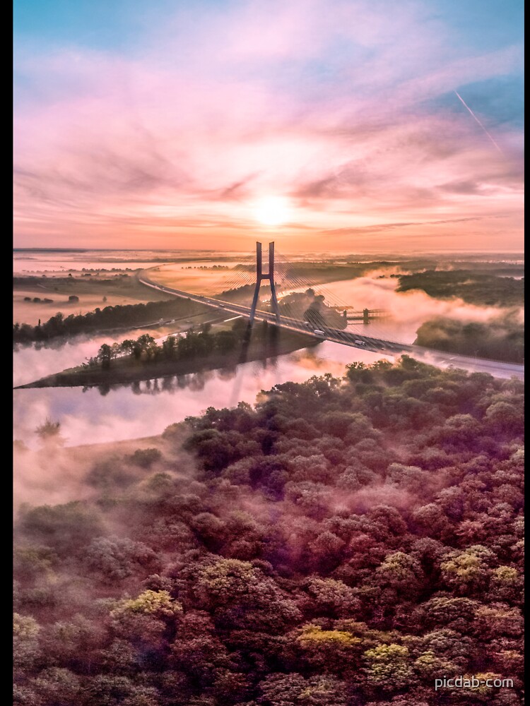 Thumbnail 7 of 7, Oversized T-Shirt, A very colorful photograph of a bridge in Wroclaw from a drone designed and sold by picdab-com.