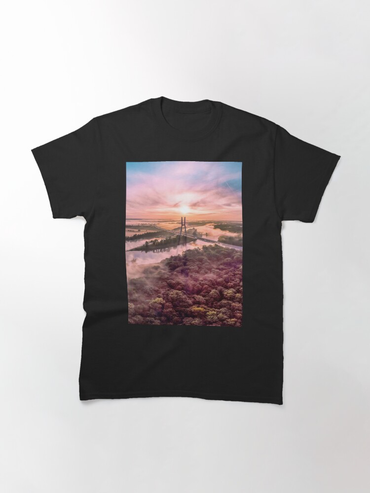 Thumbnail 3 of 7, Classic T-Shirt, A very colorful photograph of a bridge in Wroclaw from a drone designed and sold by picdab-com.