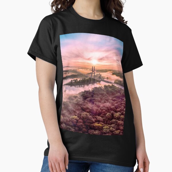 A very colorful photograph of a bridge in Wroclaw from a drone Classic T-Shirt
