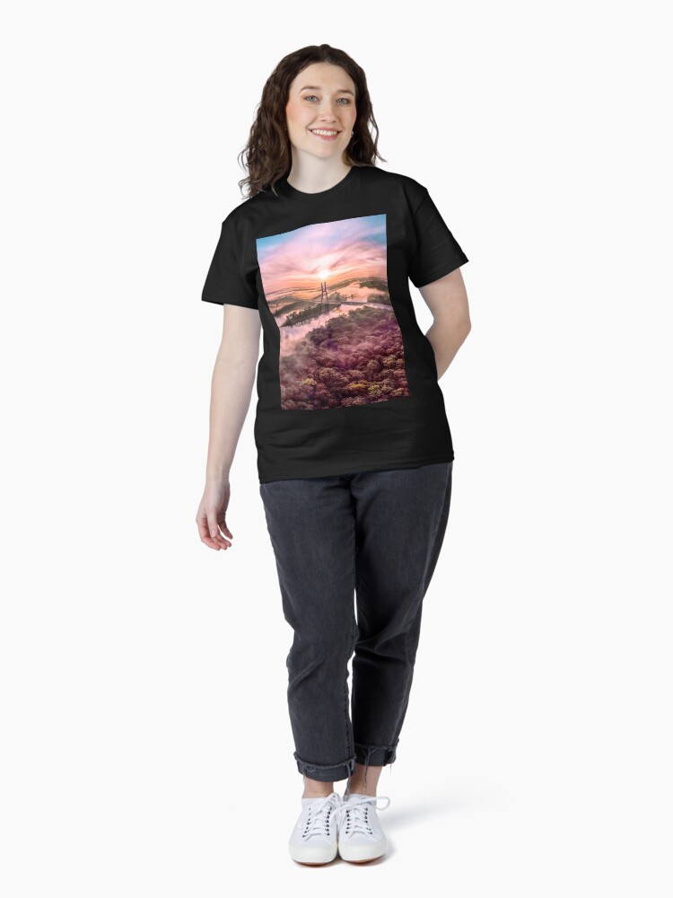 Thumbnail 4 of 7, Classic T-Shirt, A very colorful photograph of a bridge in Wroclaw from a drone designed and sold by picdab-com.