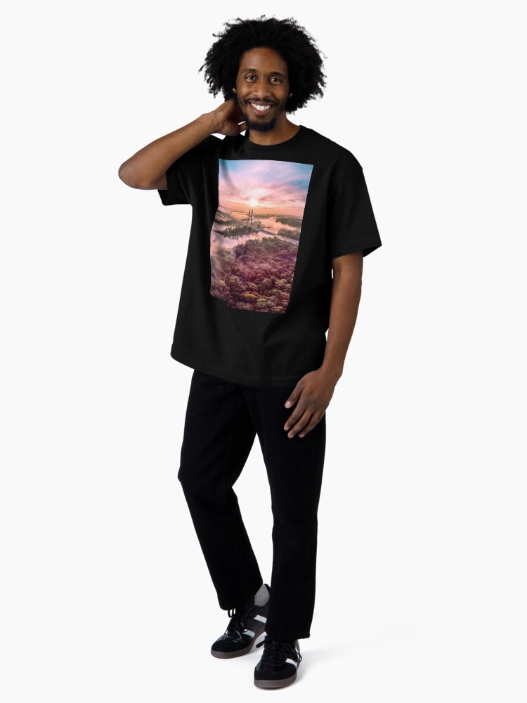 Thumbnail 4 of 7, Oversized T-Shirt, A very colorful photograph of a bridge in Wroclaw from a drone designed and sold by picdab-com.