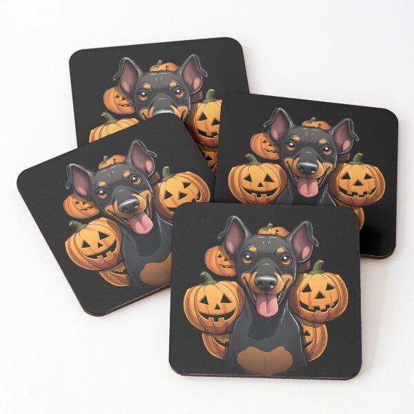 Item preview, Natural Ear Black Doberman Halloween Puppy Pumpkins designed and sold by PiggyBoxer.