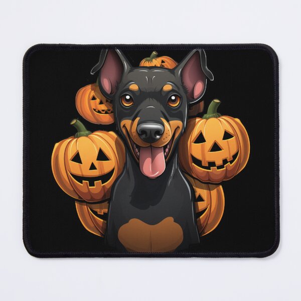 Item preview, Natural Ear Black Doberman Halloween Puppy Pumpkins designed and sold by PiggyBoxer.