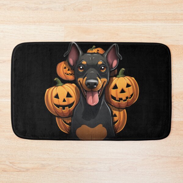 Item preview, Natural Ear Black Doberman Halloween Puppy Pumpkins designed and sold by PiggyBoxer.