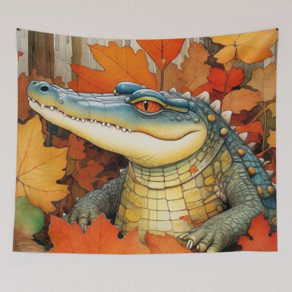 Item preview, Autumn crocodile - small watercolor portrait. designed and sold by SaraSumi.