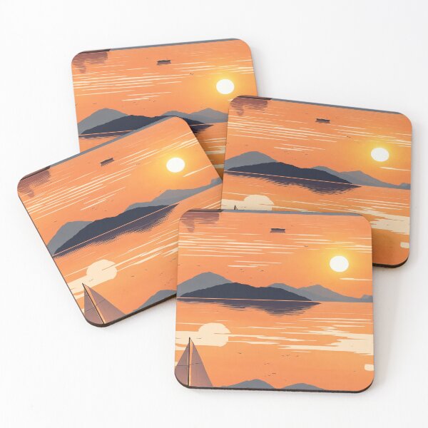 Item preview, Sailboat, calm waters, sunset, warm hues designed and sold by CoolPixels.