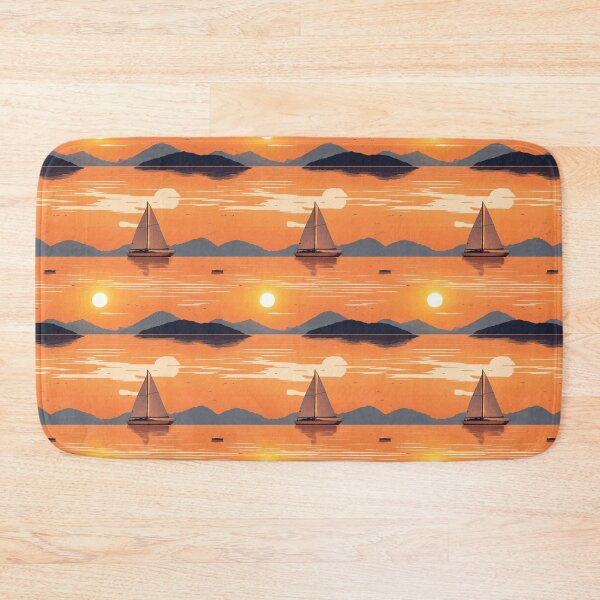 Artikelvorschau, Segelboot, ruhiges Wasser, Sonnenuntergang, warme Farbtöne entworfen und verkauft von CoolPixels.
