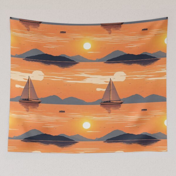 Item preview, Sailboat, calm waters, sunset, warm hues designed and sold by CoolPixels.