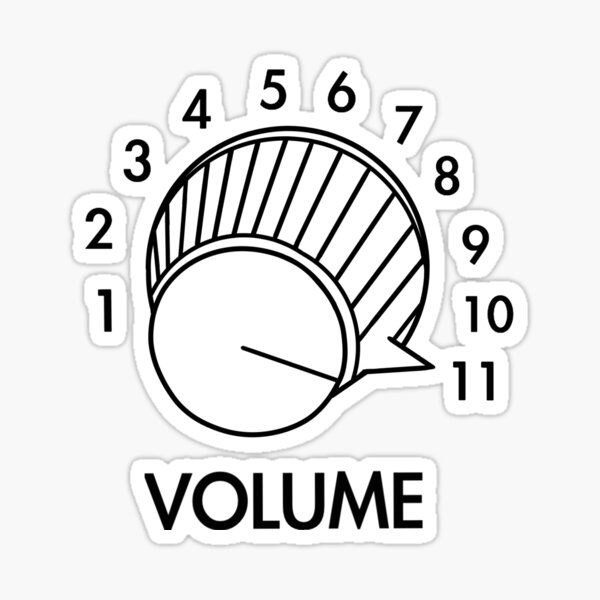 Volume Knob Up To 11 Spinal Tap Inspired Funny Guitar T-Shirt Sticker