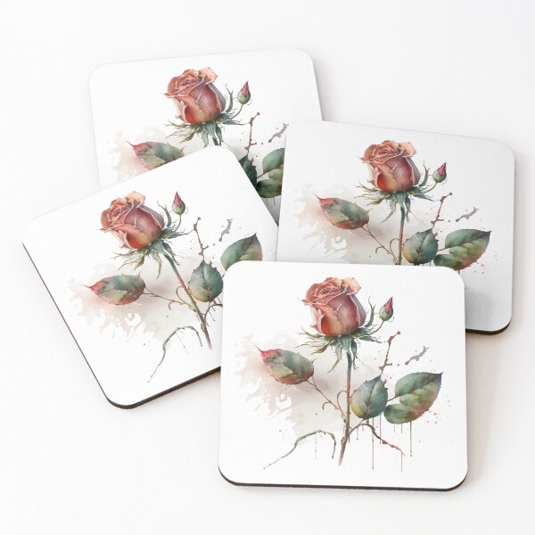 Item preview, Watercolor Grunge Rose With Splash of Color and Dripping Ink designed and sold by StephanieWard.