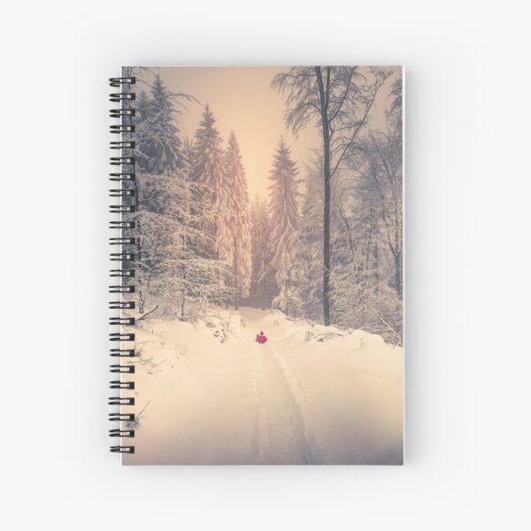 Snow in the mountains and sledding fun Spiral Notebook