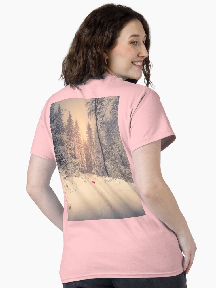 Thumbnail 1 of 7, Classic T-Shirt, Snow in the mountains and sledding fun designed and sold by picdab-com.