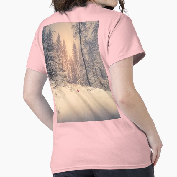 Snow in the mountains and sledding fun Classic T-Shirt