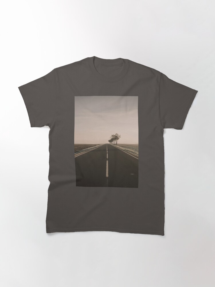 Thumbnail 3 of 7, Classic T-Shirt, Empty road with no cars with trees in the roadside designed and sold by picdab-com.