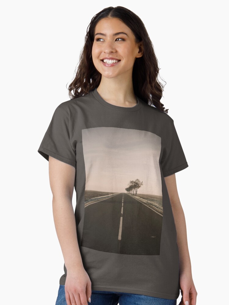 Thumbnail 1 of 7, Classic T-Shirt, Empty road with no cars with trees in the roadside designed and sold by picdab-com.