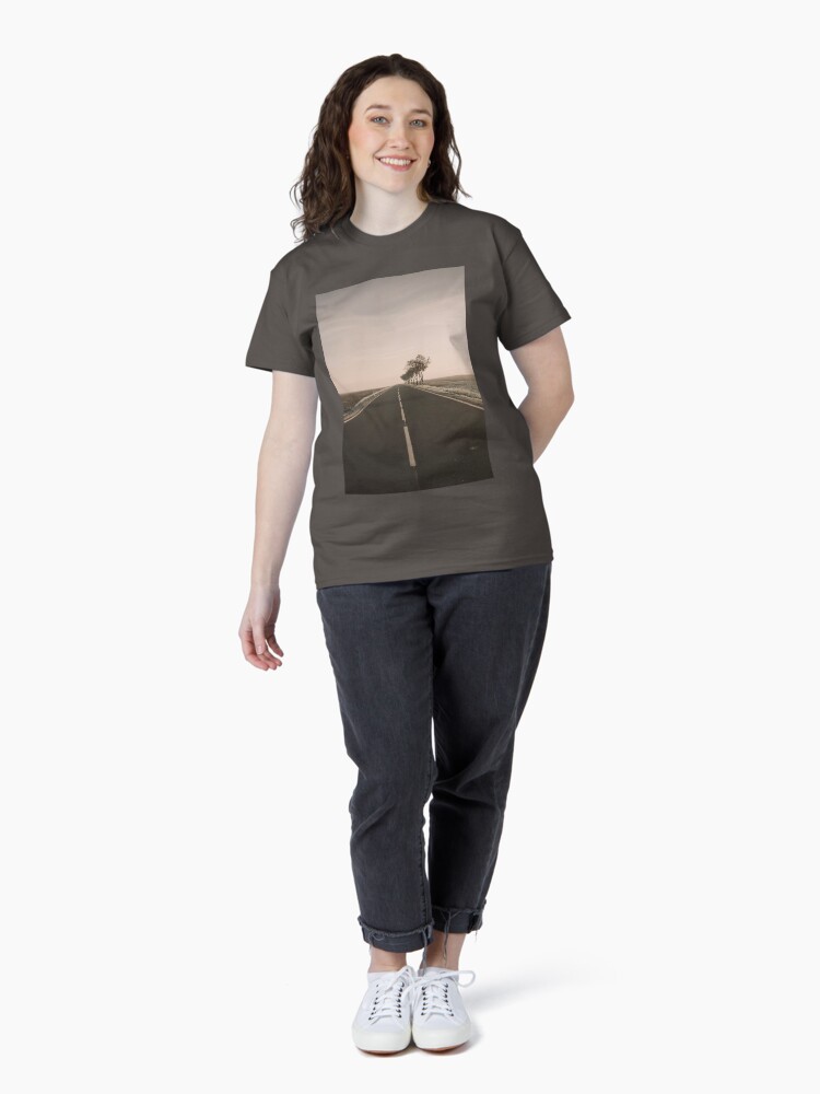Thumbnail 4 of 7, Classic T-Shirt, Empty road with no cars with trees in the roadside designed and sold by picdab-com.