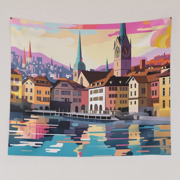 Item preview, A Pop Art Travel Print of Zurich - Switzerland designed and sold by StudioRedKoala.