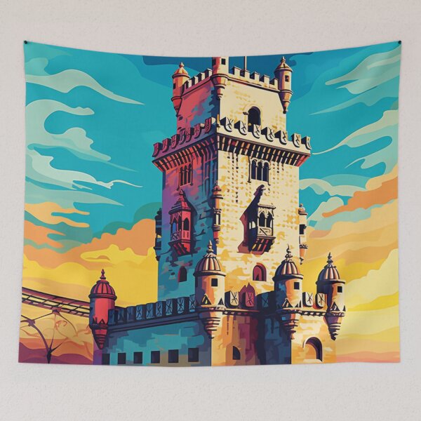 Item preview, A Pop Art Travel Print of the Belem Tower in Lisbon - Portugal designed and sold by StudioRedKoala.