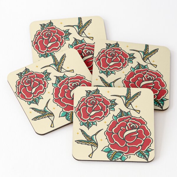 Item preview, Hummingbirds and Roses Old Shool  designed and sold by snakesuelen.