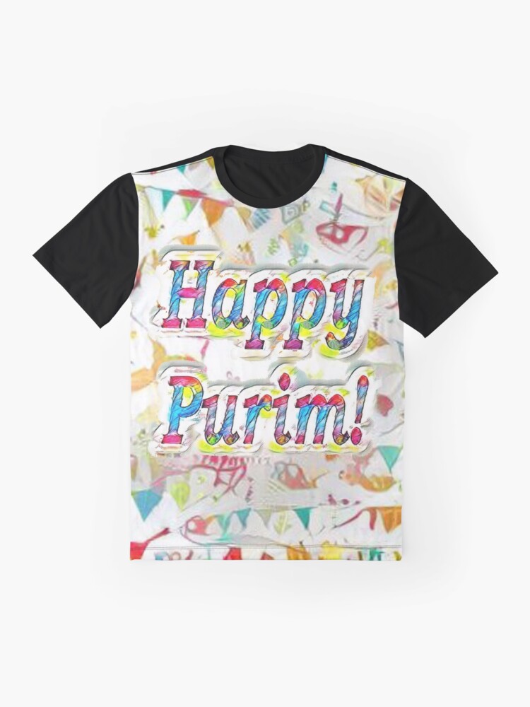 Alternate view of Happy Purim, confetti Graphic T-Shirt