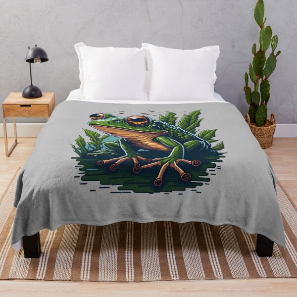 Item preview, Green frog on swamp plants designed and sold by davidbomel-Art.