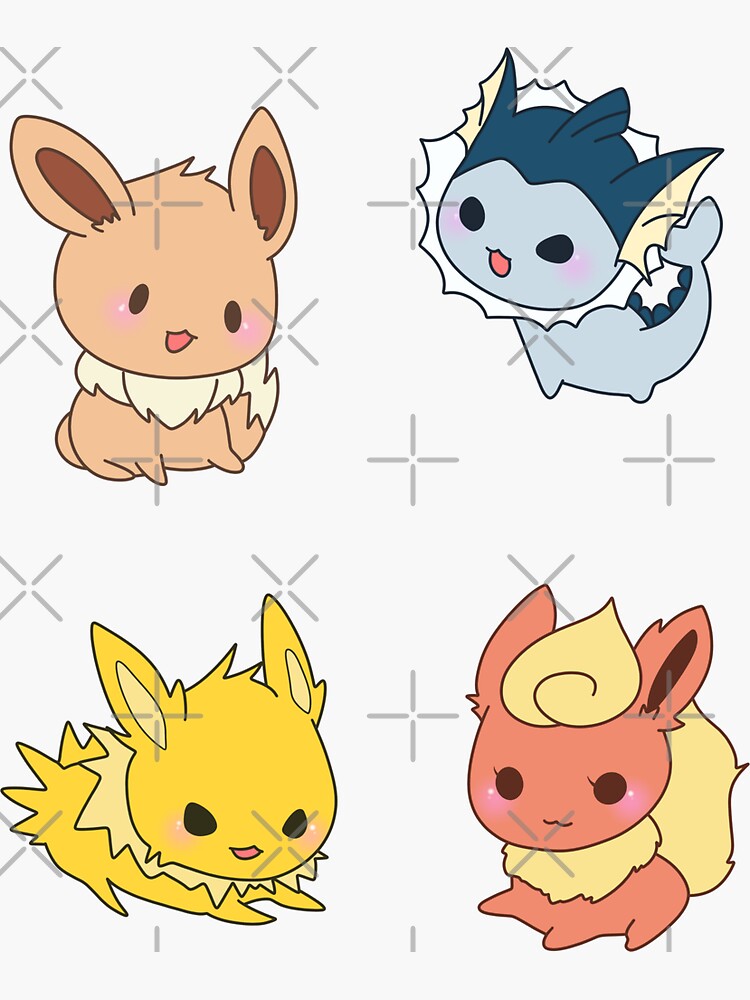 Stickers Cute and Kawaii Eeveelution Pokemon Stickers Eevee 