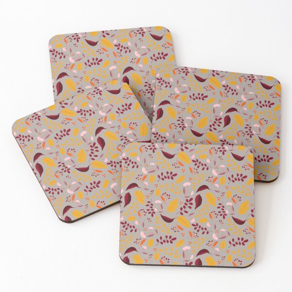 Item preview, Pattern with colourful autumn leaves and flowers in beige designed and sold by BosskaDesign.