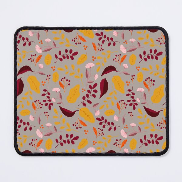 Item preview, Pattern with colourful autumn leaves and flowers in beige designed and sold by BosskaDesign.