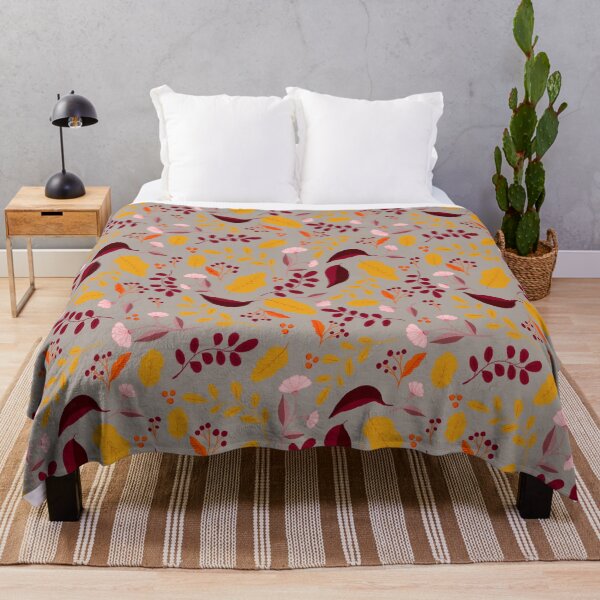 Item preview, Pattern with colourful autumn leaves and flowers in beige designed and sold by BosskaDesign.