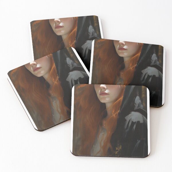 Item preview, Young beautiful hooded woman in black designed and sold by WallWhimsyWorks.