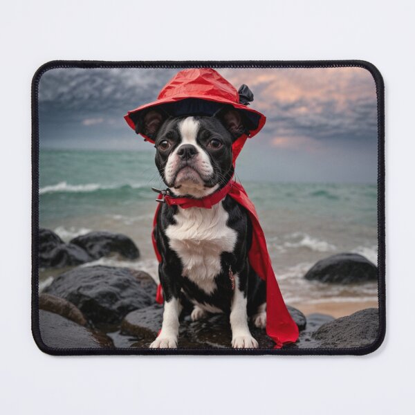 Item preview, Boston Terrier Puppy With Rainwear designed and sold by Wolfheartart.