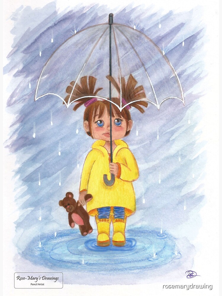 Best Stick girl in rain Illustration download in PNG & Vector format