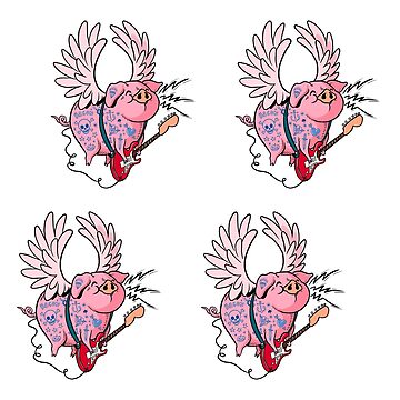 Artwork thumbnail, Pigs Rock! | Cute pig sticker 4 pack by rudyfaber