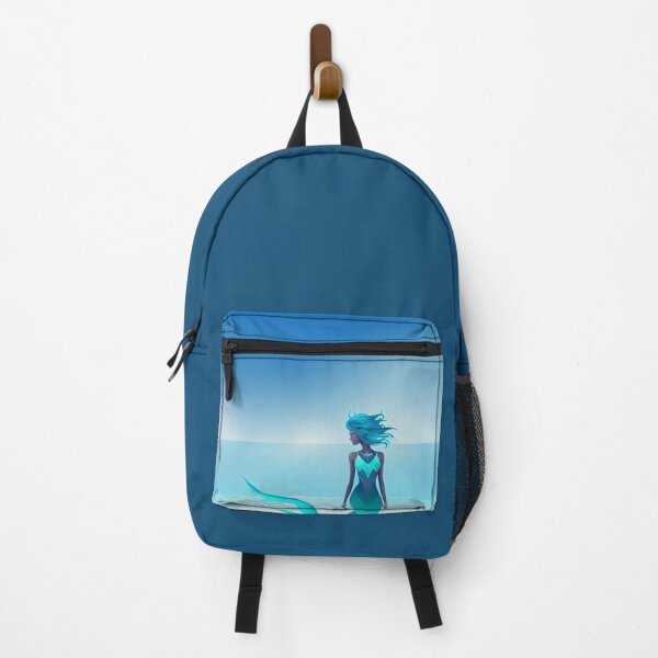 Item preview, Blue Hair Mermaid Minimalist Mermaid at the Beach - AI Art 4 of 4 designed and sold by Beachy.