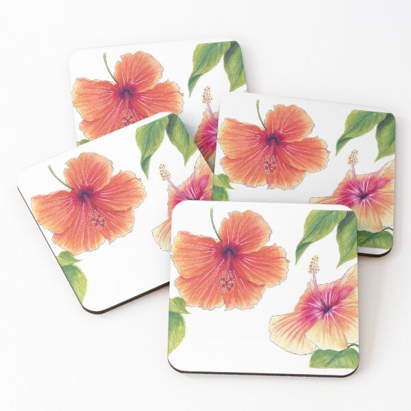 Item preview, Tropical Hibiscus flowers drawn in the Hortus Botanicus designed and sold by rosemarydrawing.