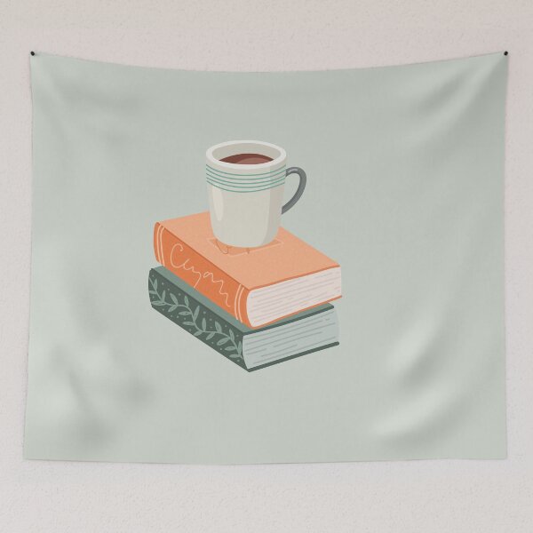 Item preview, Big books with a cup of coffee designed and sold by BookishSpace1.