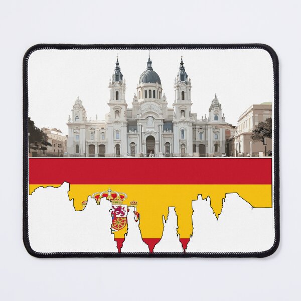 Item preview, Skyline of Madrid, Spain with the Almudena Cathedral and the Spanish flag designed and sold by Urban Charms.