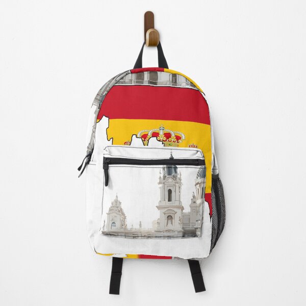 Item preview, Skyline of Madrid, Spain with the Almudena Cathedral and the Spanish flag designed and sold by Urban Charms.