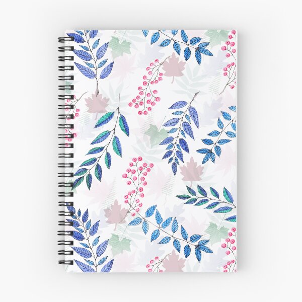 Artikelvorschau, Watercolor  blue leaves, green leaves, bunches of red berries entworfen und verkauft von natwil.