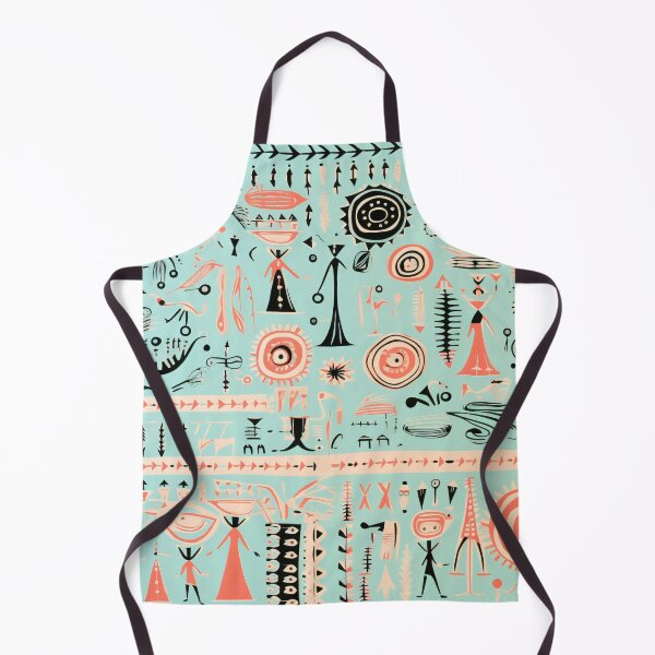 Artikelvorschau, Kaleidoscope of Whimsy: Warli AI Motifs in Cyan, Salmon, and Black entworfen und verkauft von midmonty.