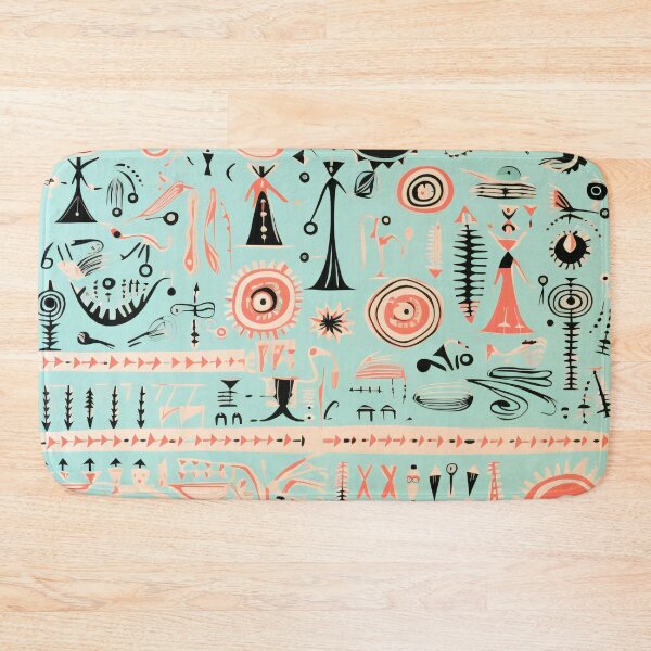 Item preview, Kaleidoscope of Whimsy: Warli AI Motifs in Cyan, Salmon, and Black designed and sold by midmonty.