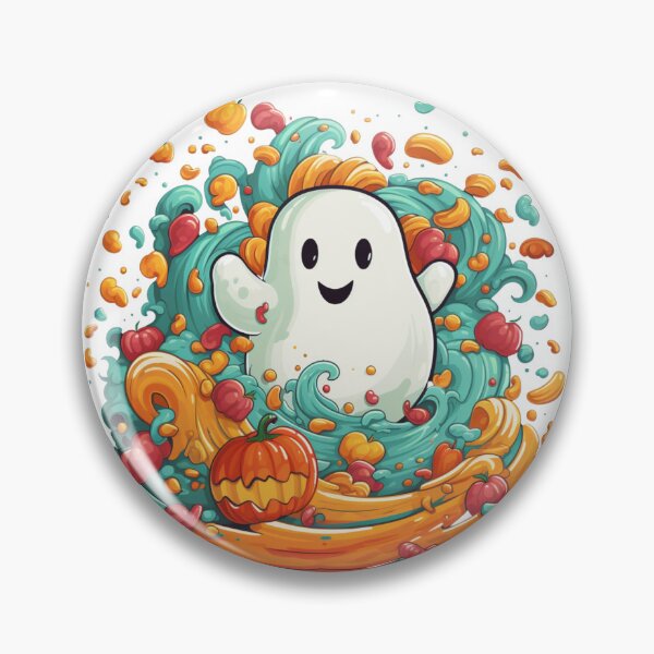 Item preview, Halloween Ghost With Pumpkin and Candy designed and sold by ArtFromBeyond.