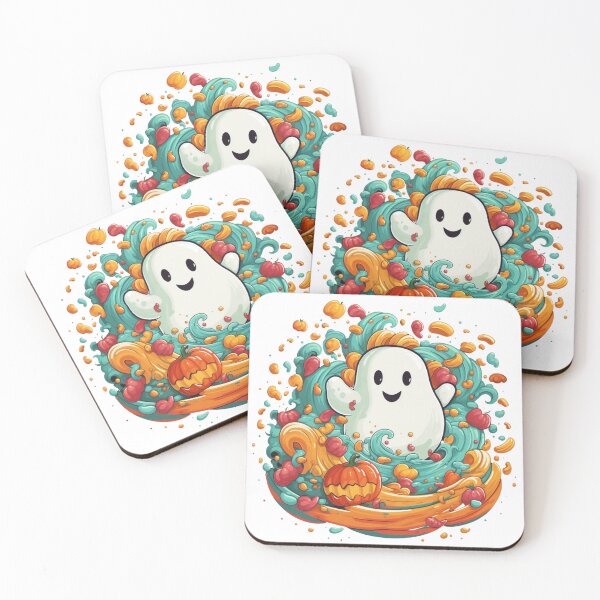 Item preview, Halloween Ghost With Pumpkin and Candy designed and sold by ArtFromBeyond.