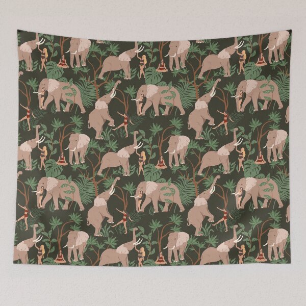 Item preview, Girls and elephants tropical seamless pattern designed and sold by Acim0.