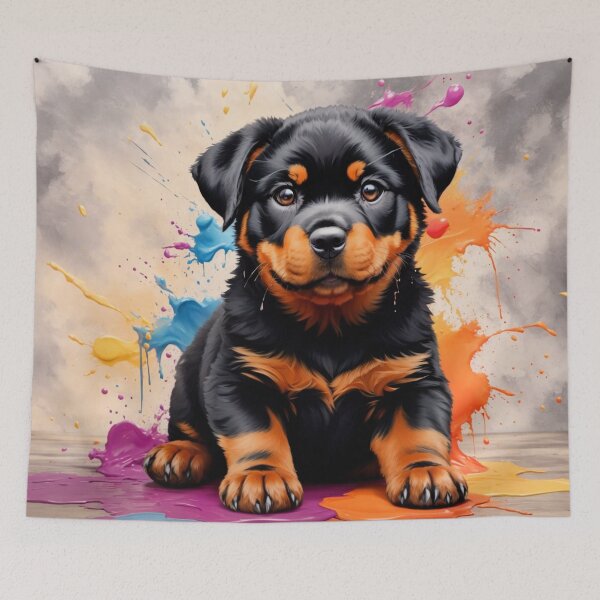 Item preview, Rottweiler Puppy Sitting In Paint designed and sold by Wolfheartart.