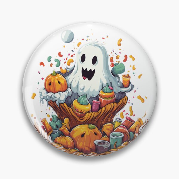 Item preview, Halloween Ghost With Pumpkin and Candy designed and sold by ArtFromBeyond.
