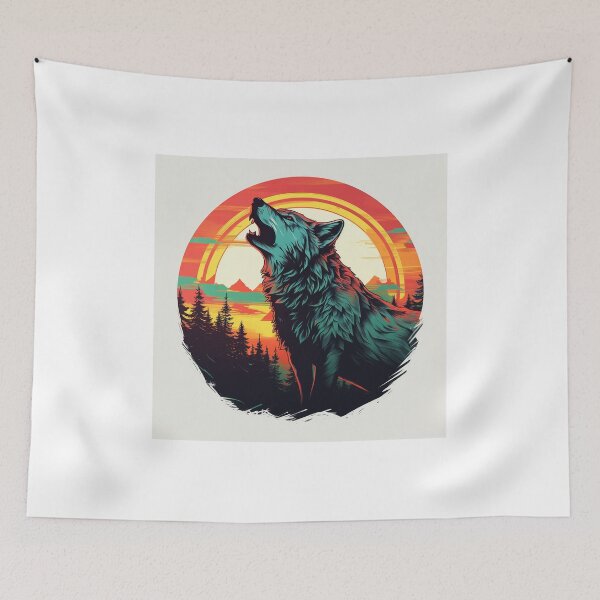 Item preview, Howling Lone Wolf in Retro Classic Vintage Style designed and sold by redstar19.